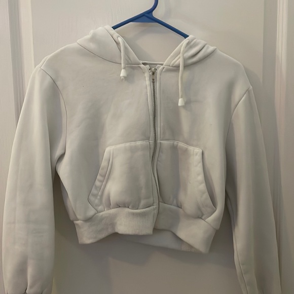 White cropped hoodie - Picture 1 of 3
